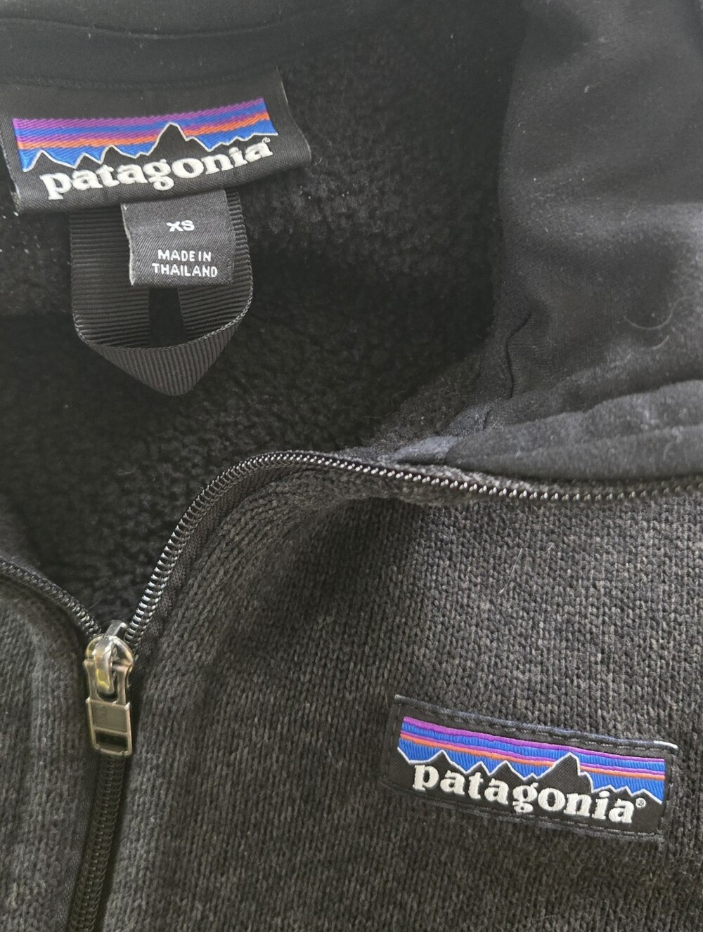 Patagonia Charcoal Grey Fleece Lined Polyester Mockneck Jacket XS - Picture 4 of 4